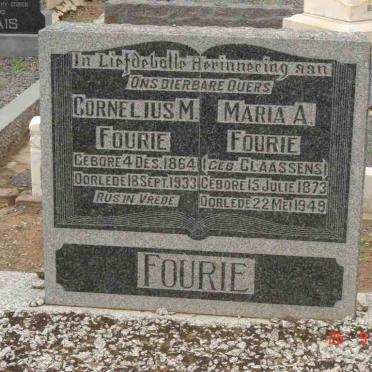 FOURIE Cornelius M. 1864-1933 &amp; Maria A. CLAASSENS 1873-1949