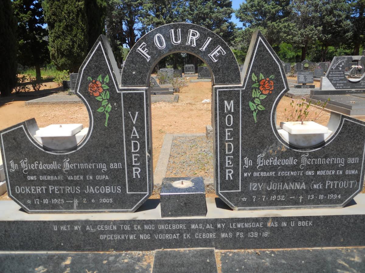 FOURIE Ockert Petrus Jacobus 1925-2005 &amp; Izy Johanna PITOUT 1932-1994
