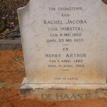 HAAST Henry Arthur, de 1880-1969 &amp; Rachel Jacoba VORSTER 1889-1957