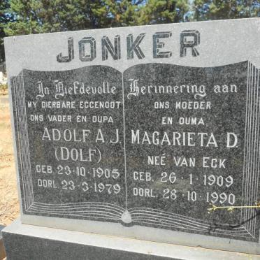JONKER Adolf A.J. 1905-1979 &amp; Magarieta D. VAN ECK 1909-1990