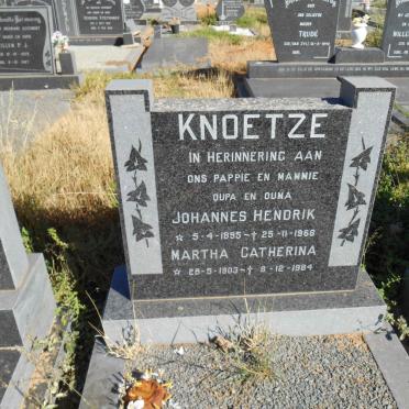 KNOETZE Johannes Hendrik 1895-1968 &amp; Martha Catherina 1903-1985