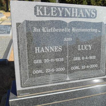 KLEYNHANS Hannes 1938-2000 &amp; Lucy 1932-2000