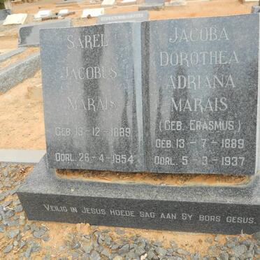 MARAIS Sarel Jacobus 1889-1954 &amp; Jacoba Dorothea Adriana ERASMUS 1889-1937