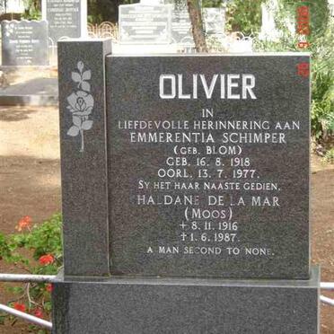 OLIVIER Haldane de la Mar 1916-1987 &amp; Emmerentia Schimper BLOM 1918-1977