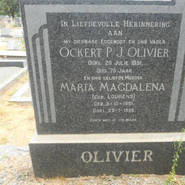 OLIVIER Ockert P.J. -1951 &amp; Maria Magdalena LOURENS 1881-1966