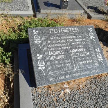 POTGIETER Andries Hendrik 1929-1997 &amp; Johanna Elizabeth 1934-2007