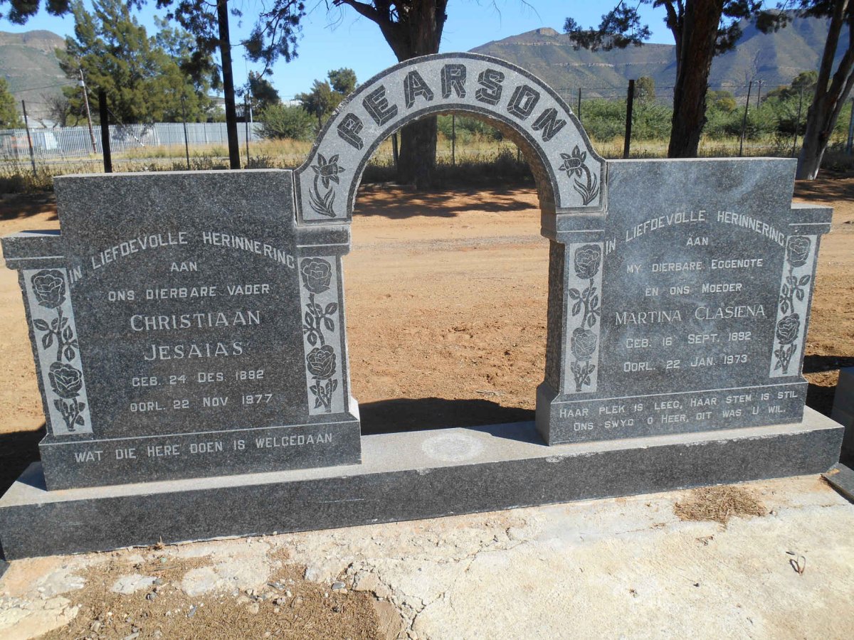 PEARSON Christiaan Jesaias 1892-1977 &amp; Martiena Clasiena 1892-1973