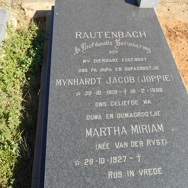 RAUTENBACH Mynhardt Jacob 1919-1996 &amp; Martha Miriam VAN DER RYST 1927-