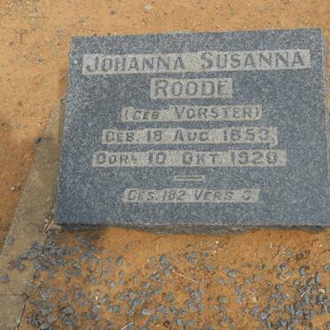 ROODE Johanna Susanna nee VORSTER 1853-1920