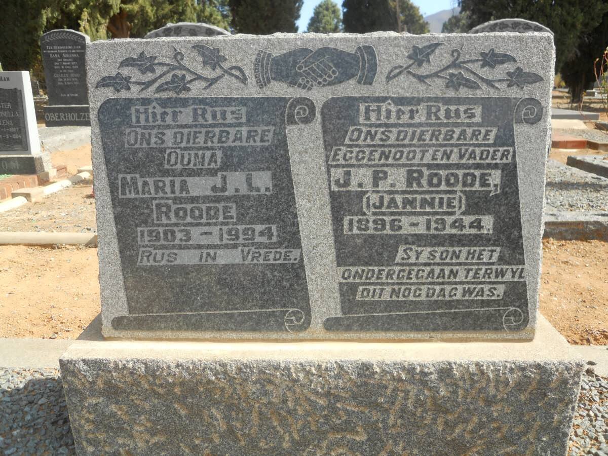 ROODE J.P. 1896-1944 & Maria J.L. 1903-1994