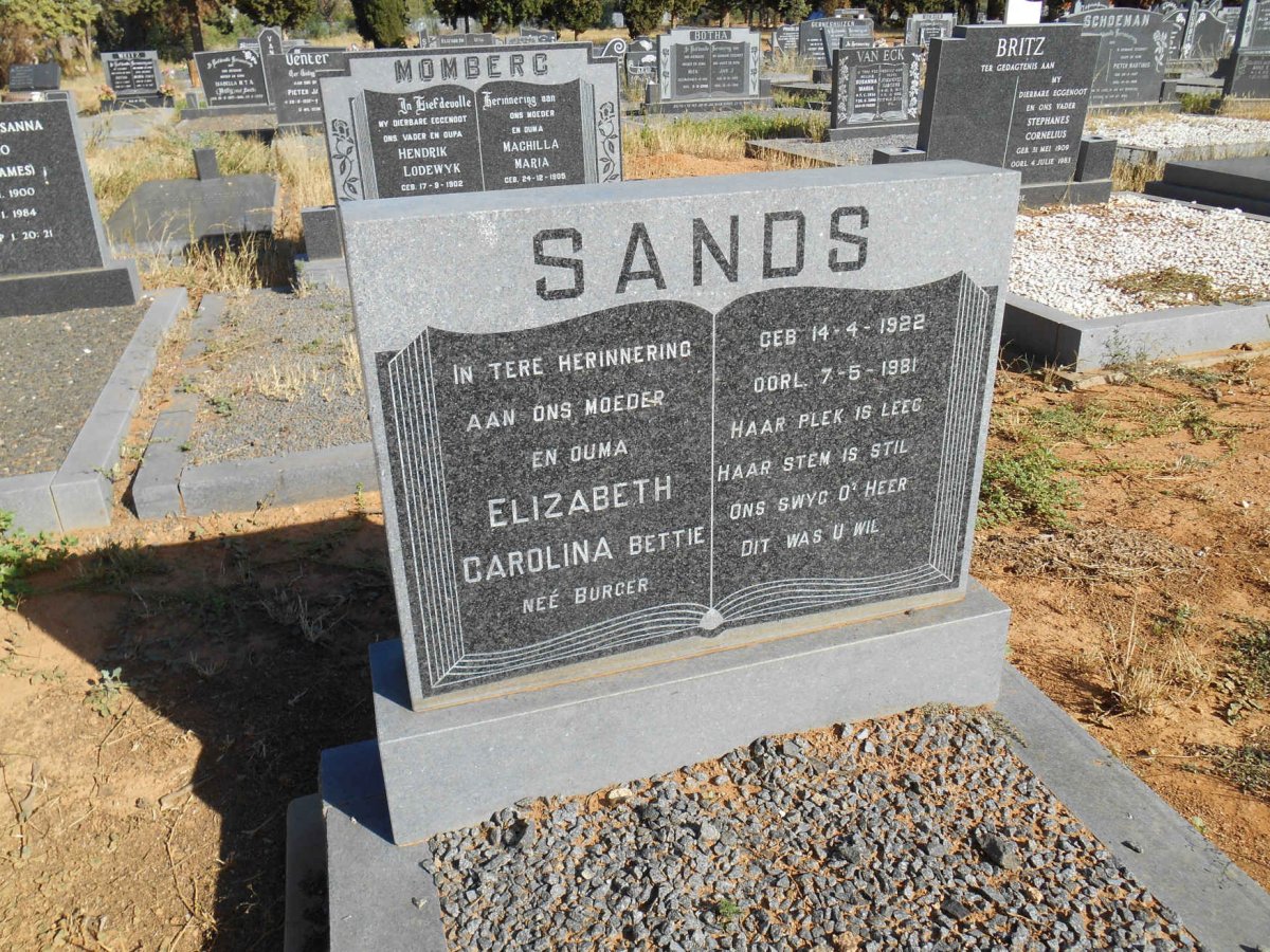 SANDS Elizabeth Carolina nee BURGER 1922-1981