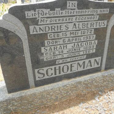 SCHOEMAN Andries Albertus 1872-1957 &amp; Sarah Jacoba 1889-1967