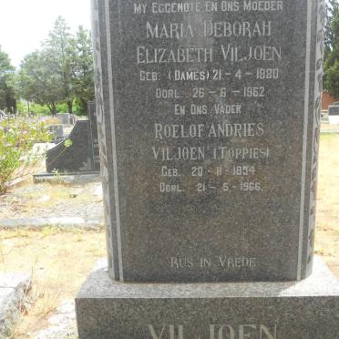 VILJOEN Roelof Andries 1854-1966 &amp; Maria Deborah Elizabeth DAMES 1880-1962