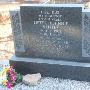 VENTER Pieter Johnnie 1908-1978 &amp; Aletta VAN STADEN 1909-1983