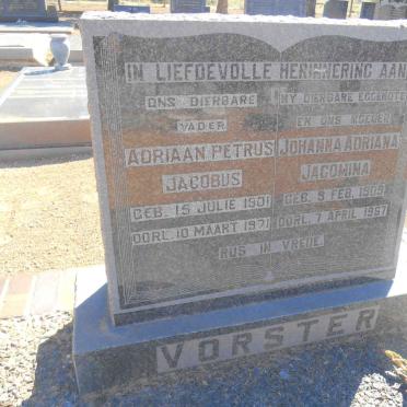 VORSTER Adriaan Petrus Jacobus 1901-1971 &amp; Johanna Adriana Jacomina 1909-1967