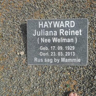 HAYWARD Juliana Reinet nee WELMAN 1929-2013