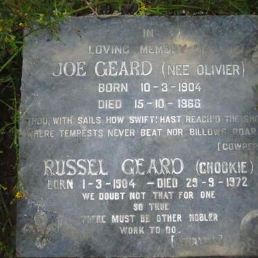 GEARD Russel 1904-1972 & Joe OLIVIER 1904-1966