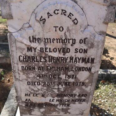 HAYMAN Stanley Charles -1921 & Charlotte Elizabeth -1919 :: HAYMAN Bessie 1869-1932 :: HAYMAN Charles Henry 1871-1919_5
