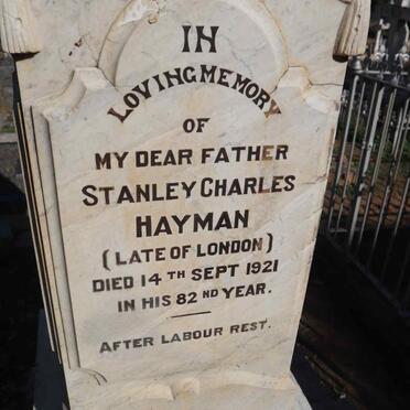 HAYMAN Stanley Charles -1921 & Charlotte Elizabeth -1919 :: HAYMAN Bessie 1869-1932 :: HAYMAN Charles Henry 1871-1919_2