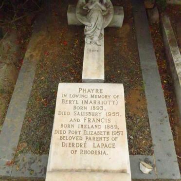 PHAYRE Francis 1889-1957 & Beryl MARRIOTT 1893-1955