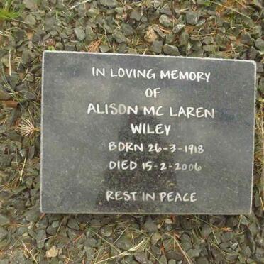 WILEY Alison McLaren 1918-2006