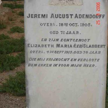 ADENDORFF Jeremi August -1905 &amp; Elizabeth Maria SLABBERT -1915