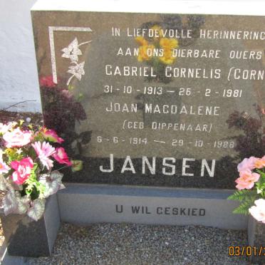 JANSEN Gabriel Cornelis 1913-1981 &amp; Joan Magdalene DIPPENAAR 1914-1988