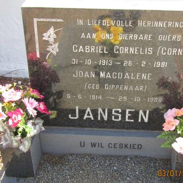 JANSEN Gabriel Cornelis 1913-1981 &amp; Joan Magdalene DIPPENAAR 1914-1988