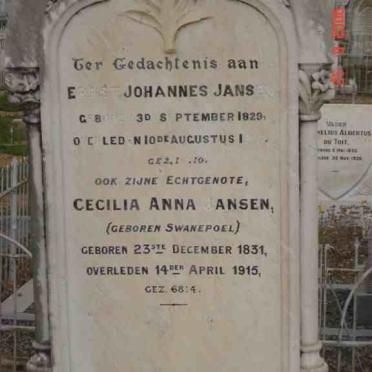 JANSEN Ernst Johannes 1828-1910 &amp; Cecilia Anna SWANEPOEL 1831-1915