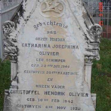 OLIVIER Christoffel Hendrik 1842 -1922 &amp; Catharina Josephina SCHIMPER 1846-1891