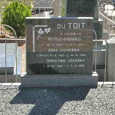 TOIT Petrus Stephanus, du 1849-1924 &amp; Anna Catharina RETIEF 1863-1926 :: DU TOIT Christina Johanna 1892-1983