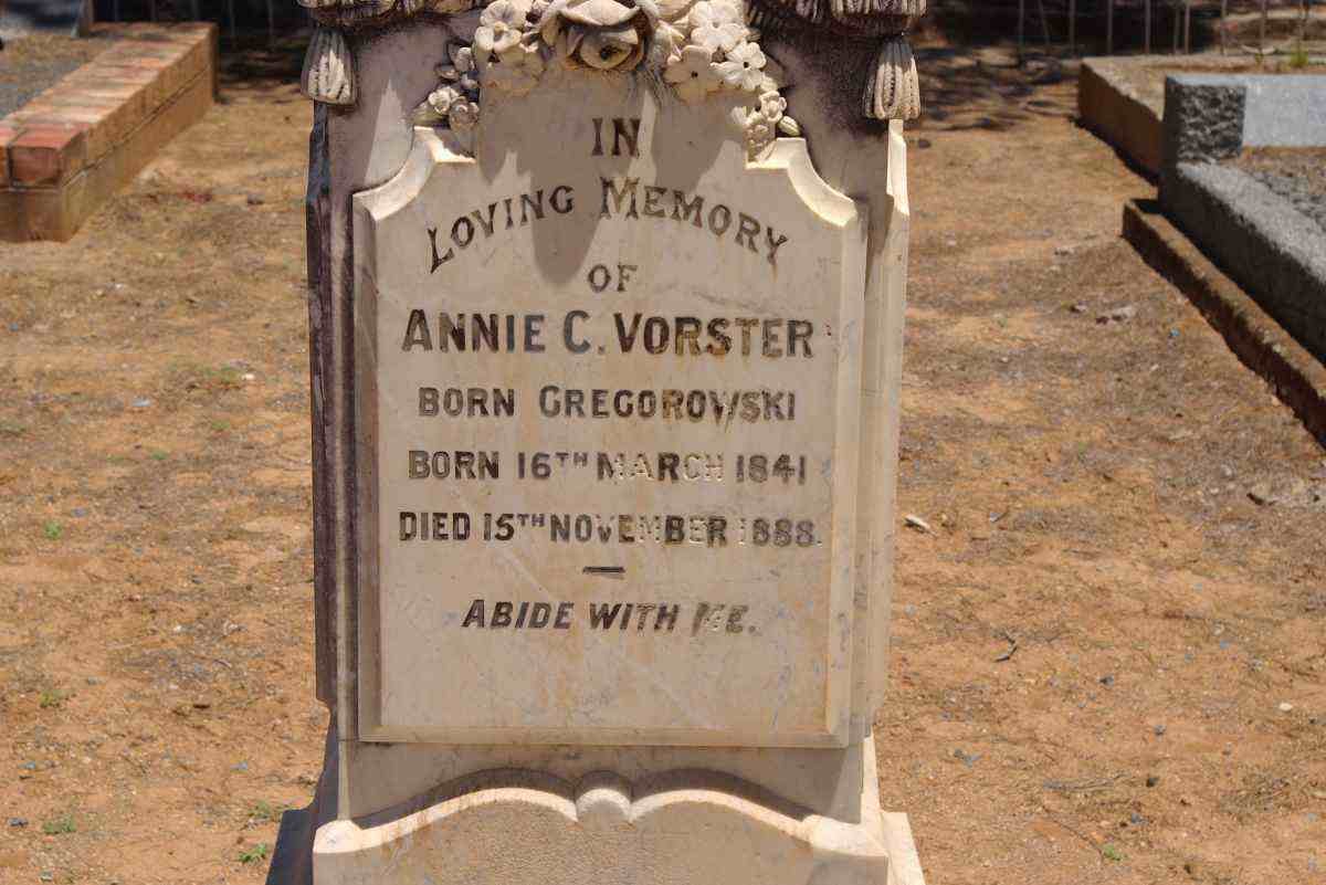 VORSTER Annie C. nee GREGOROWSKI 1841-1888