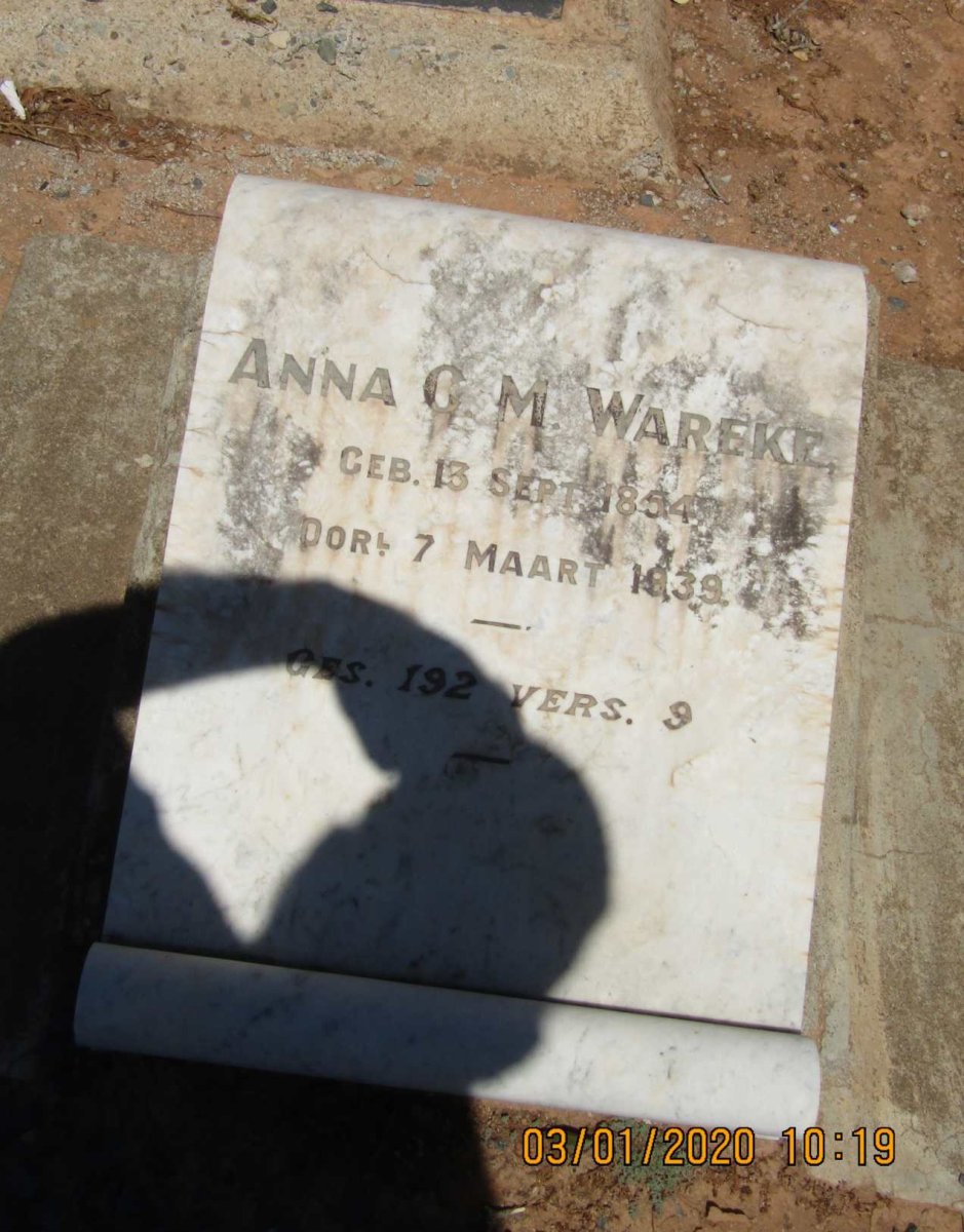 WAREKE Anna C.M. 1854-1939