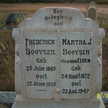 BOOYSEN Frederick 1869-1930 &amp; Martha J. VAN EEDEN 1872-1947