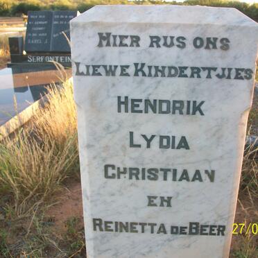 BEER Hendrik, de 1911-191? :: DE BEER Lydia 1908- :: DE BEER Christiaan 1919-1921 :: DE BEER Reinetta 1926-1927