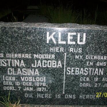 KLEU Sebastian Johann 1876-1959 &amp; Christina Jacoba Clasina VOSLOO 1878-1971