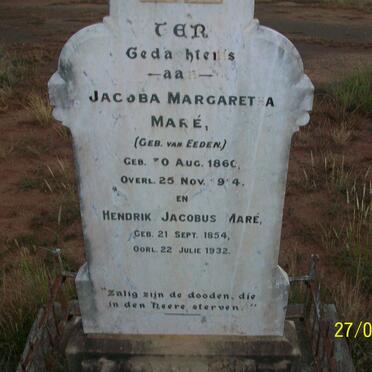 MARÉ Hendrik Jacobus 1854-1932 &amp; Jacoba Margaretha VAN EEDEN 1860-1914