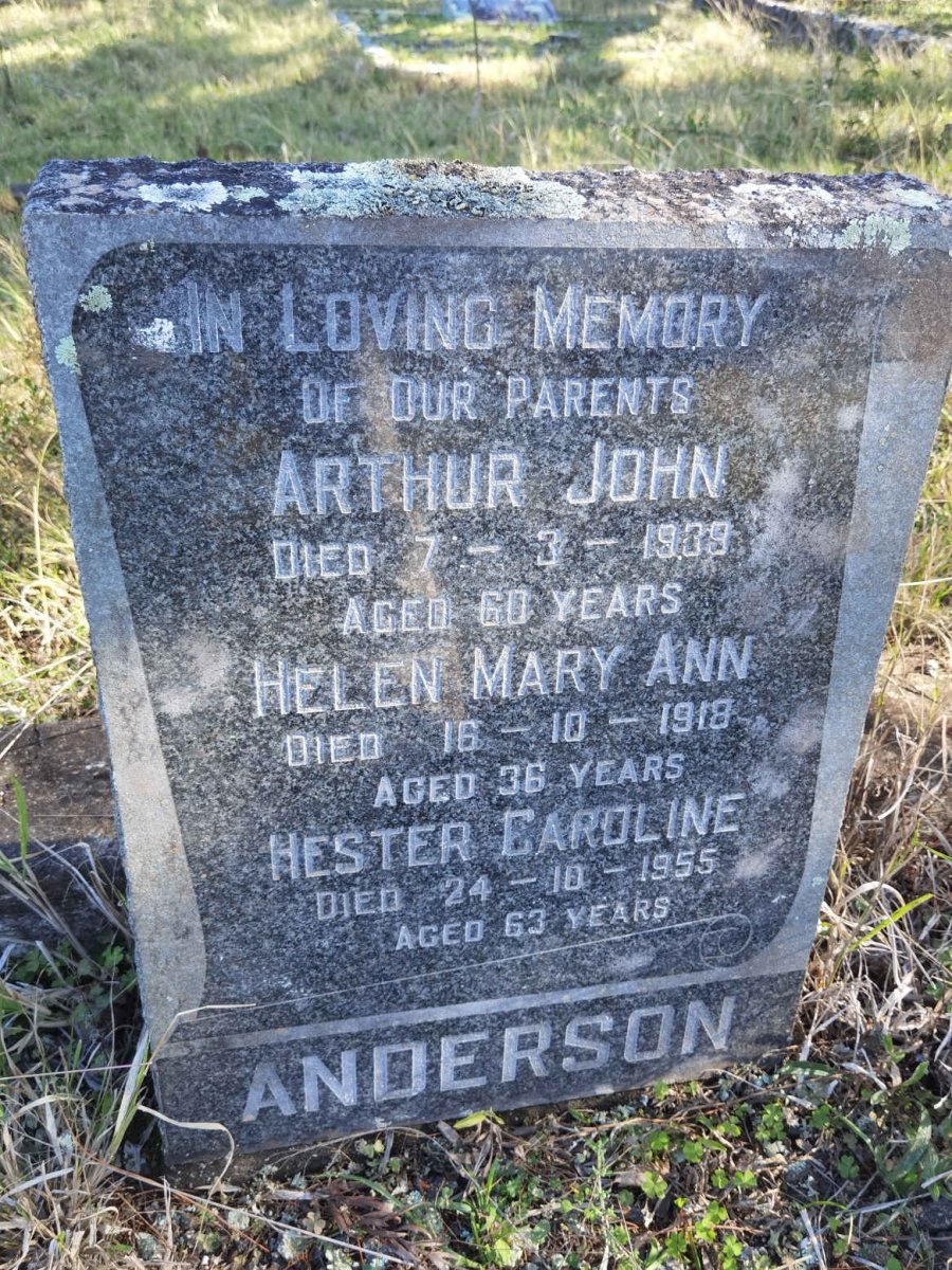 ANDERSON Arthur John -1939 & Helen Mary Ann -1918 & Hester Caroline -1955