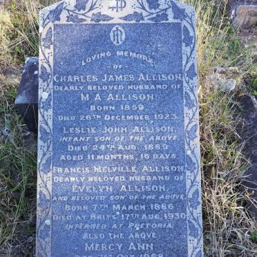 ALLISON Charles James 1859-1923 & Mercy Ann -1958 :: ALLISON Leslie John -1889 :: ALLISON Francis Melville 1886-1930