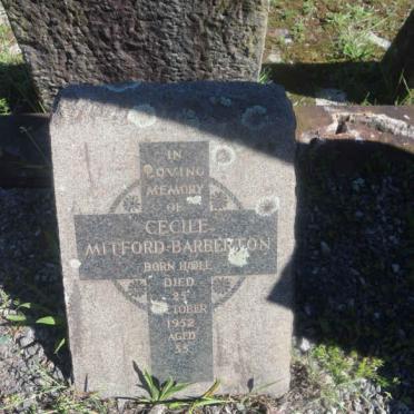 BARBERTON Cecile, MITFORD nee HOOLE -1952
