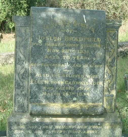 BRADFIELD Josiah -1931 &amp; Ellen CADWALLADER -1934