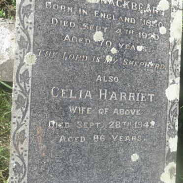 BLACKBEARD Luke 1850-1920 &amp; Celia Harriet -1942
