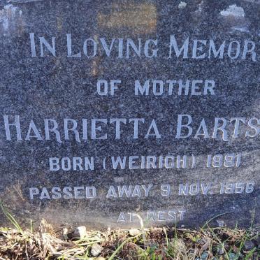BARTSCH Harrietta nee WEIRICH 1881-1956
