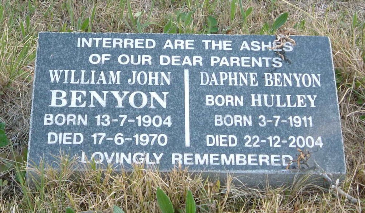 BENYON William John 1904-1970 &amp; Daphne HULLEY 1911-2004