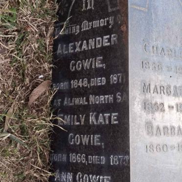 COWIE Alexander 1848-1871 :: COWIE Emily Kate 1866-1875 :: COWIE Ann 1845-1898 :: COWIE Charles 1856-1935 :: COWIE Margaret 1852-1935 :: COWIE Barbara 1860-1936 :: COWIE Alexander 1816-1883 & Helen WATSON 1822-1895 _1