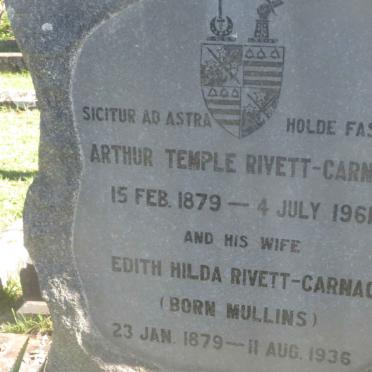 CARNAC Arthur Temple, Rivett 1879-1961 &amp; Edith Hilda MULLINS 1879-1936
