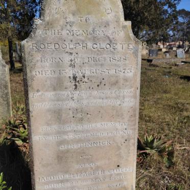 CLOETE Roedolph 1828-1873 &amp; Jacobo Elizabeth 1836-1876
