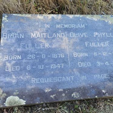FULLER Brian Maitland 1876-1947 &amp; Olive Phyllis 1890-1971