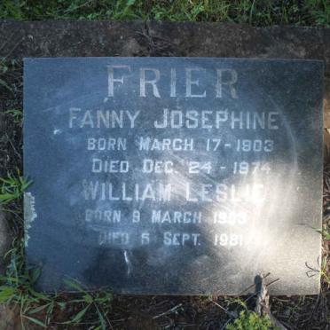 FRIER William Leslie 1903-1981 &amp; Fanny Josephine 1903-1974