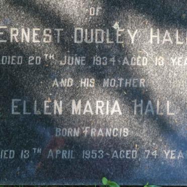 HALL Ellen Maria nee FRANCIS -1953 :: HALL Ernest Dudley -1934